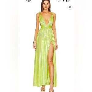 Bronx and Banco Godess Runway Elegant Neon Yellow Gown